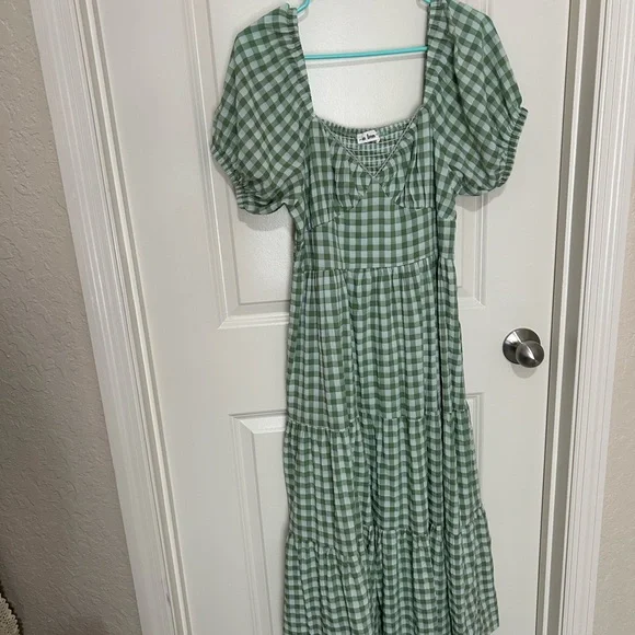 In Loom Green Gingham Women's Dress in Size Large - Picture 2 of 7